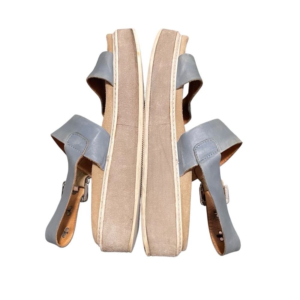 Aquatalia Ash Blue Leather Ankle Strap Wedge Sandal Women's Size 9‎ Comfortable - Picture 12 of 16